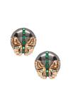 Shop_Outhouse_Gold Plated Crystals Instar Button Stud Earrings _at_Aza_Fashions
