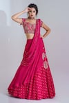 Buy_suruchi parakh_Pink Georgette Crepe Embroidered Sweetheart Neck Draped Lehenga And Blouse Set_at_Aza_Fashions