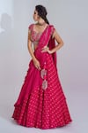 suruchi parakh_Pink Georgette Crepe Embroidered Sweetheart Neck Draped Lehenga And Blouse Set_Online_at_Aza_Fashions