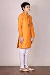 Arihant Rai Sinha_Yellow Silk Kurta Set For Boys_Online_at_Aza_Fashions