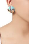 Buy_Outhouse_Gold Plated Crystals Papilio Button Stud Earrings _at_Aza_Fashions