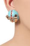 Buy_Outhouse_Gold Plated Crystals Papilio Button Stud Earrings _Online_at_Aza_Fashions