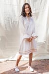 Nikasha White Cotton Round Textured Dress Online at Aza Fashions Nikasha_White Cotton Round Textured Dress _Online_at_Aza_Fashions