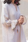 Nikasha White Cotton Round Textured Dress at Aza Fashions Nikasha_White Cotton Round Textured Dress _at_Aza_Fashions
