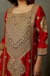 RI.Ritu Kumar_Red Kurta And Dupatta  Palazzo & Cotton Embroidered Dori Mandwi Set _at_Aza_Fashions