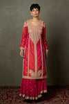 RI.Ritu Kumar_Pink Kurta And Dupatta  Gharara & Cotton Embroidered Paniaba Set _Online_at_Aza_Fashions