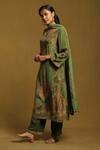 Ritu Kumar_Green Kurta And Pant Rayon Crepe & Dupatta Viscose Chiffon Print Paisley Set _Online_at_Aza_Fashions