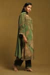 Buy_Ritu Kumar_Green Kurta And Pant Rayon Crepe & Dupatta Viscose Chiffon Print Paisley Set _Online_at_Aza_Fashions