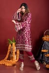 Buy_Monk & Mei_Purple Kurta Brocade Floral V Neck Meena Pakistani With Pant _Online_at_Aza_Fashions