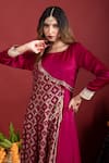 Shop_MONK & MEI BY SONIA ANAND_Purple Kurta Brocade And Satin Floral Square Neck Pattern Anarkali _at_Aza_Fashions