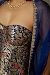 Buy_RI.Ritu Kumar_Blue Blouse Polyester Woven Floral Kanika Placket Embroidered Lehenga Set 