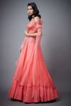 Buy_RI.Ritu Kumar_Pink Silk, Viscose, Cotton Embroidery Square Neck Nazli Lehenga Set With Cape _Online_at_Aza_Fashions
