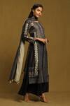 Buy_Ritu Kumar_Black 80 % 20 % Silk / 92*80 Voile / Kota Doria Print Kurta Set _Online_at_Aza_Fashions