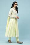 Buy_Aarke Ritu Kumar_Yellow 60% Viscose Embroidered Floral V Neck Anarkali Set _Online_at_Aza_Fashions