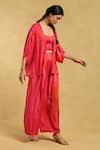 Buy_Ritu Kumar_Pink Dehri Satin Printed Streak Scoop Neck Striped Shrug And Palazzo Set _Online_at_Aza_Fashions