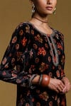 Shop_Ritu Kumar_Black Kurta Silk Velvet Printed Floral Round Sharara Set _Online_at_Aza_Fashions