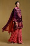 Buy_Ritu Kumar_Purple Kurta Silk Velvet Printed Floral Round Sharara Set _Online_at_Aza_Fashions