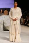 Buy_Tarun Tahiliani_Ivory Georgette Embroidery Chikankari Leaf Neck Short Kurta Sharara Set _Online_at_Aza_Fashions