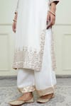 Shop_Sheetal Batra_White Silk Chanderi Embroidery Notched Kurta Set _Online_at_Aza_Fashions