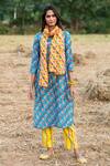 Buy_Rang Swati Vijaivargie_Blue Silk Chanderi Round Kurta And Pant Set _at_Aza_Fashions