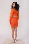 Shop_Surendri_Orange Nylon High Neck Smocked Top And Skirt Set _at_Aza_Fashions