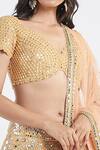 Shop_Abhinav Mishra_Beige Lehenga And Dupatta Net Blouse Raw Silk V Mirror Embellished Bridal Set_Online_at_Aza_Fashions