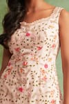 Shop_Priyanka Jain_Pink Dupatta Organza Georgette V Neck Embroidered Kurta Sharara Set _Online_at_Aza_Fashions