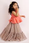 Lil Angels Peach Crepe, Muslin Embroidery One Shoulder Printed Lehenga Set Online at Aza Fashions Lil Angels_Peach Crepe, Muslin Embroidery One Shoulder Printed Lehenga Set _Online_at_Aza_Fashions