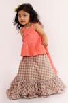 Buy Lil Angels Peach Crepe, Muslin Embroidery One Shoulder Printed Lehenga Set Online at Aza Fashions Buy_Lil Angels_Peach Crepe, Muslin Embroidery One Shoulder Printed Lehenga Set _Online_at_Aza_Fashions