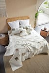 Buy_Houmn_Blue Cotton Printed Elephant Block Queen Bedsheet Set _at_Aza_Fashions