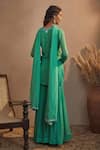 Shop_Aneesh Agarwaal_Green Georgette Block Print, Mirror And Thread Round Kurta Sharara Set _at_Aza_Fashions