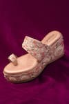 Buy_Around Always_Peach Embroidery Cygnus Platform Wedges _at_Aza_Fashions