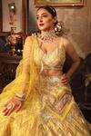 House Of Zyrra By Laxmishriali_Yellow Dupatta- Net, Lehenga And Blouse - Dupion Digital Print, Chevron Set_Online_at_Aza_Fashions