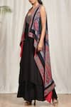RI.Ritu Kumar_Black Rayon Crepe Round Printed Cape Palazzo Set _Online_at_Aza_Fashions