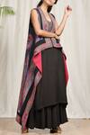 Shop_RI.Ritu Kumar_Black Rayon Crepe Round Printed Cape Palazzo Set _Online_at_Aza_Fashions