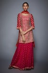 Buy_RI.Ritu Kumar_Pink Kurta Silk Lining 100% Viscose Palazzo 100% Viscose Dupatta 100% Set _at_Aza_Fashions