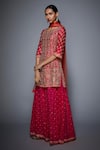 Buy_RI.Ritu Kumar_Pink Kurta Silk Lining 100% Viscose Palazzo 100% Viscose Dupatta 100% Set _Online_at_Aza_Fashions