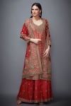 Buy_RI.Ritu Kumar_Red Silk V Neck Embroidered Kurta Set _Online_at_Aza_Fashions