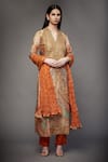 Buy_RI.Ritu Kumar_Orange Kurta Silk Lining And Dupatta Viscose Pant 90% Printed Set _at_Aza_Fashions