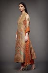 Buy_RI.Ritu Kumar_Orange Kurta Silk Lining And Dupatta Viscose Pant 90% Printed Set _Online_at_Aza_Fashions