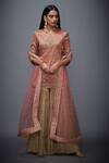 RI.Ritu Kumar_Pink Silk Zari Brocade Embroidered Kurta And Gharara Set_Online_at_Aza_Fashions