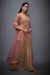 Buy_RI.Ritu Kumar_Pink Silk Zari Brocade Embroidered Kurta And Gharara Set_at_Aza_Fashions