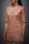 RI.Ritu Kumar_Pink Silk Zari Brocade Embroidered Kurta And Gharara Set_at_Aza_Fashions