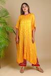 Buy_Dyelogue_Yellow Gajji Silk Bandhani Tunic_at_Aza_Fashions