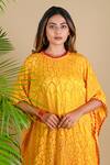 Buy_Dyelogue_Yellow Gajji Silk Bandhani Tunic_Online_at_Aza_Fashions