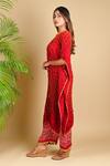 Dyelogue_Red Gajji Silk Bandhani Tunic _Online_at_Aza_Fashions