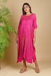 Dyelogue_Pink Gajji Silk Bandhani Dress _Online_at_Aza_Fashions