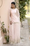 Buy_Astha Narang_Pink Main Material Kurta Silk Pant And Embroidered Gharara Set  _at_Aza_Fashions