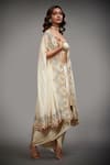 RI.Ritu Kumar_White Cape Silk Lining Embroidered U Neck And Dhoti Skirt Set _Online_at_Aza_Fashions