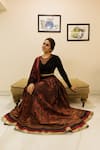 Buy_RI.Ritu Kumar_Black Poly Dupion Round Printed Lehenga Set _at_Aza_Fashions